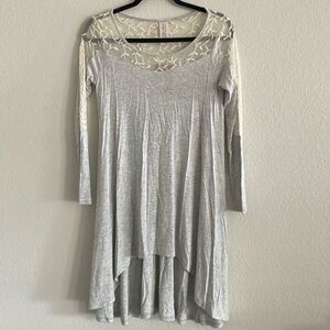 Noa Elle Women Tunic Small Grey Lace Phoenix Western Coastal Cowgirl Festival